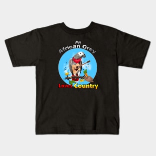 African Grey Congo Parrot Loves Country Kids T-Shirt